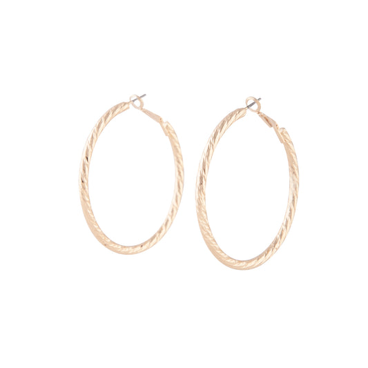 3CM DIA CUT EDGE HOOP IN GOLD EARRING