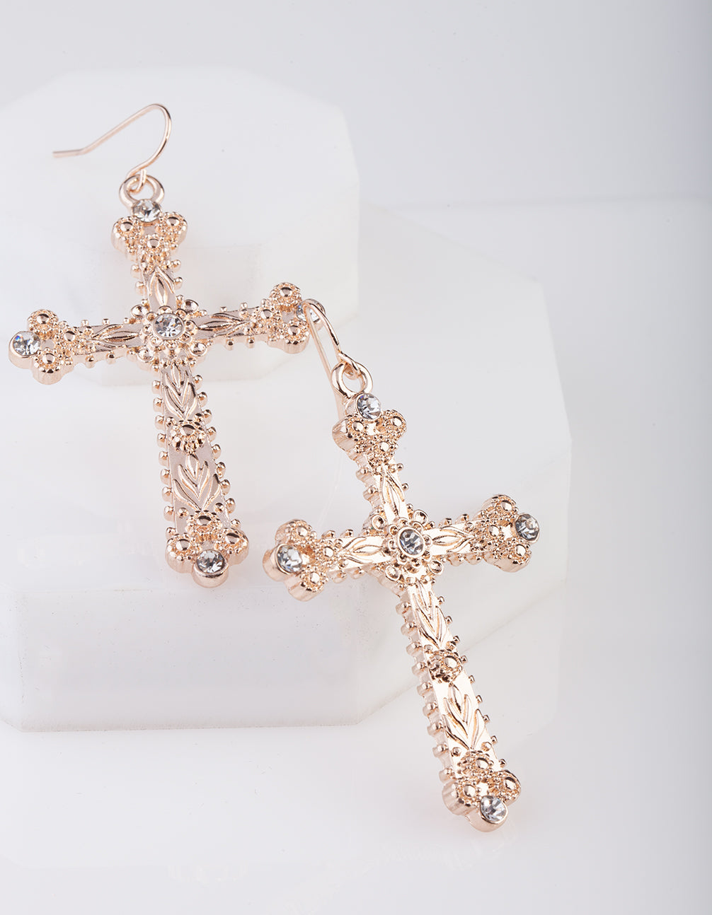 RGLD RG CROSS W CRYSTL STNES ER@