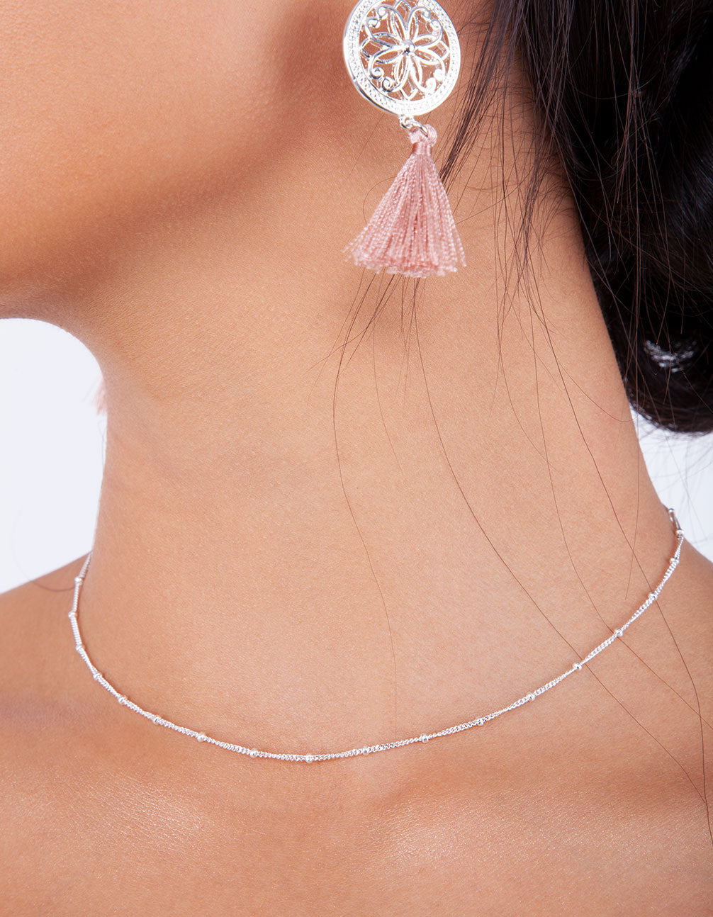 STERLING SILVER FINE BALL CHAIN CHOKER