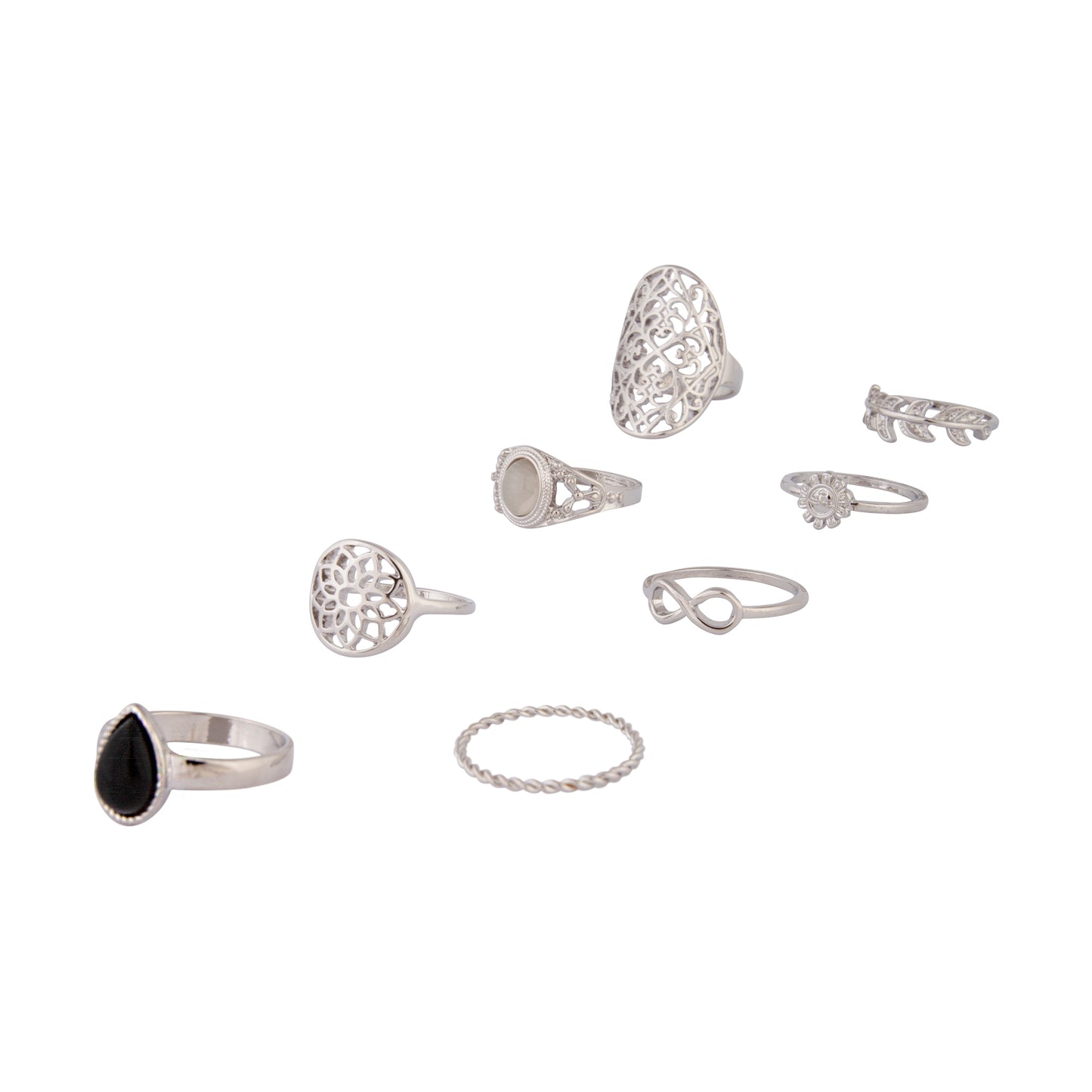 SILVER MIXED FILIGREE RING PACK
