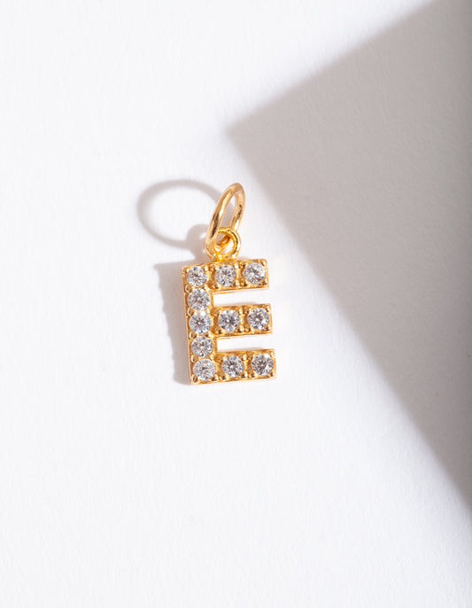 PLTD ST SG CZ LETTER E CHARM