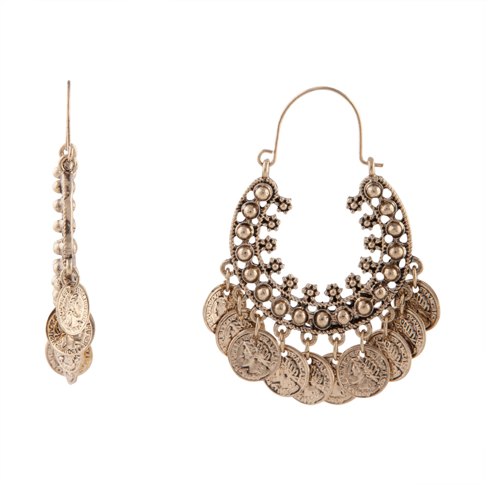 TRWR AG ETHNIC COIN HOOP ER