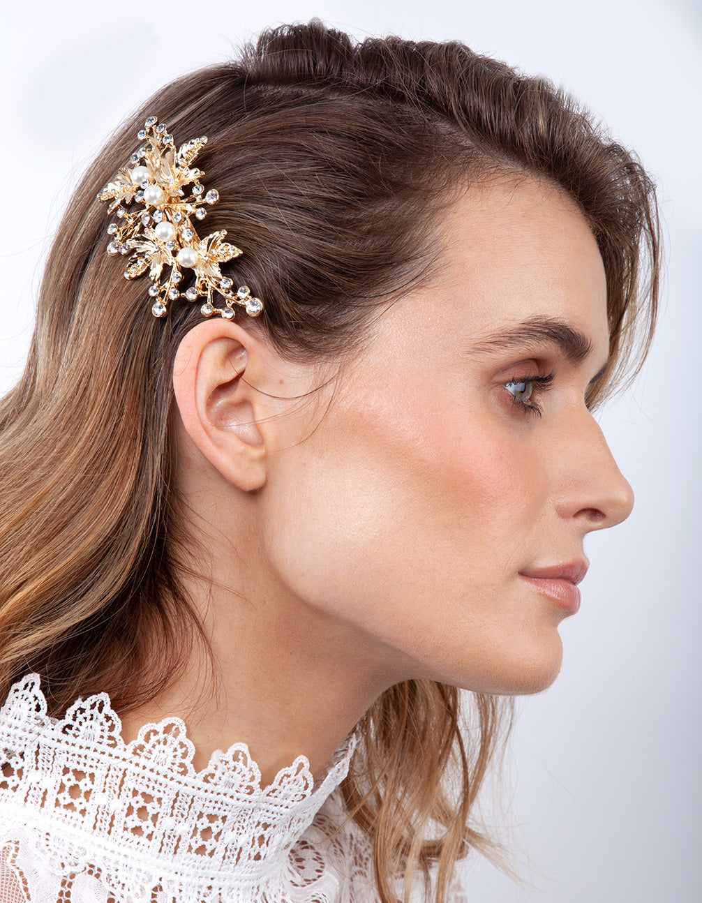 BDBL SG LEAF PRL FLWR BARRETTE