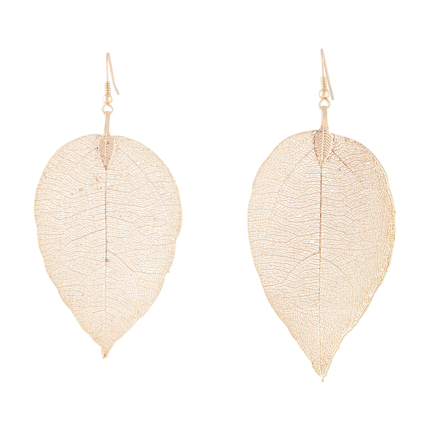 NATURAL LEAF EARRING PLATED IN GOLD