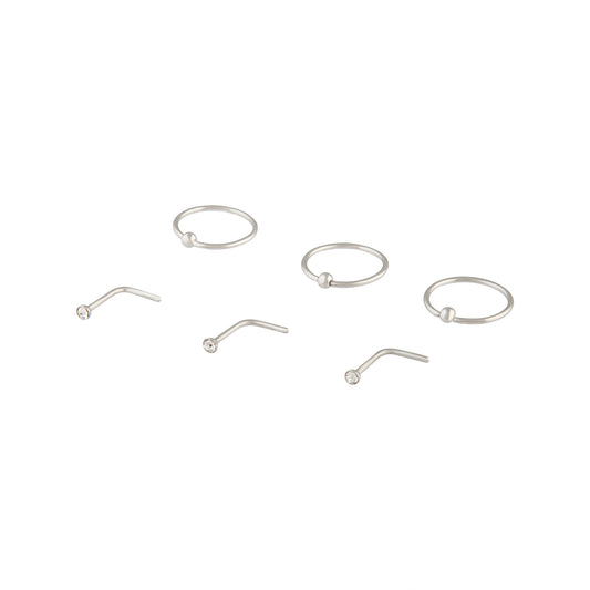 SILVER BALL 10mm NOSE RING & STUD 6PACK 20Gx0.8mm