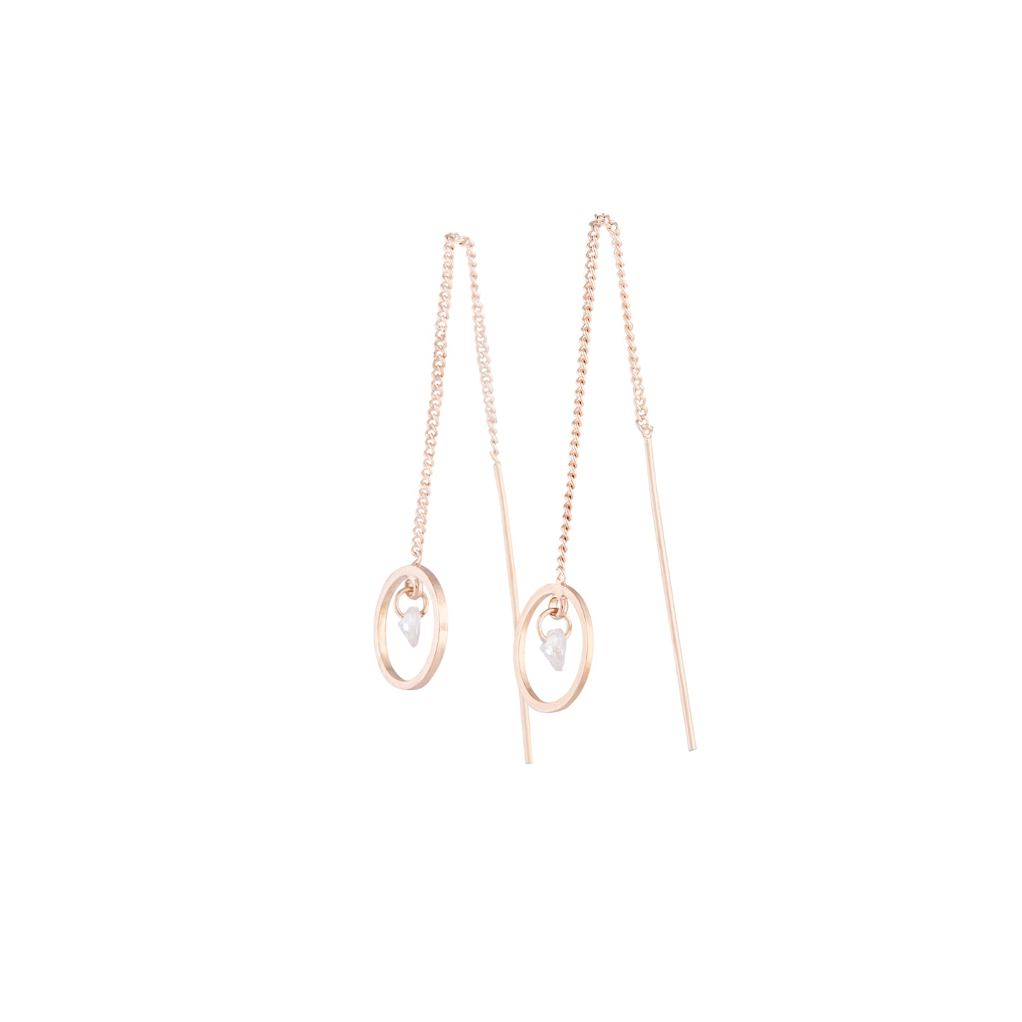 ROSE GOLD CIRCLE AND CRYSTAL THREAD THROUGH EARRING