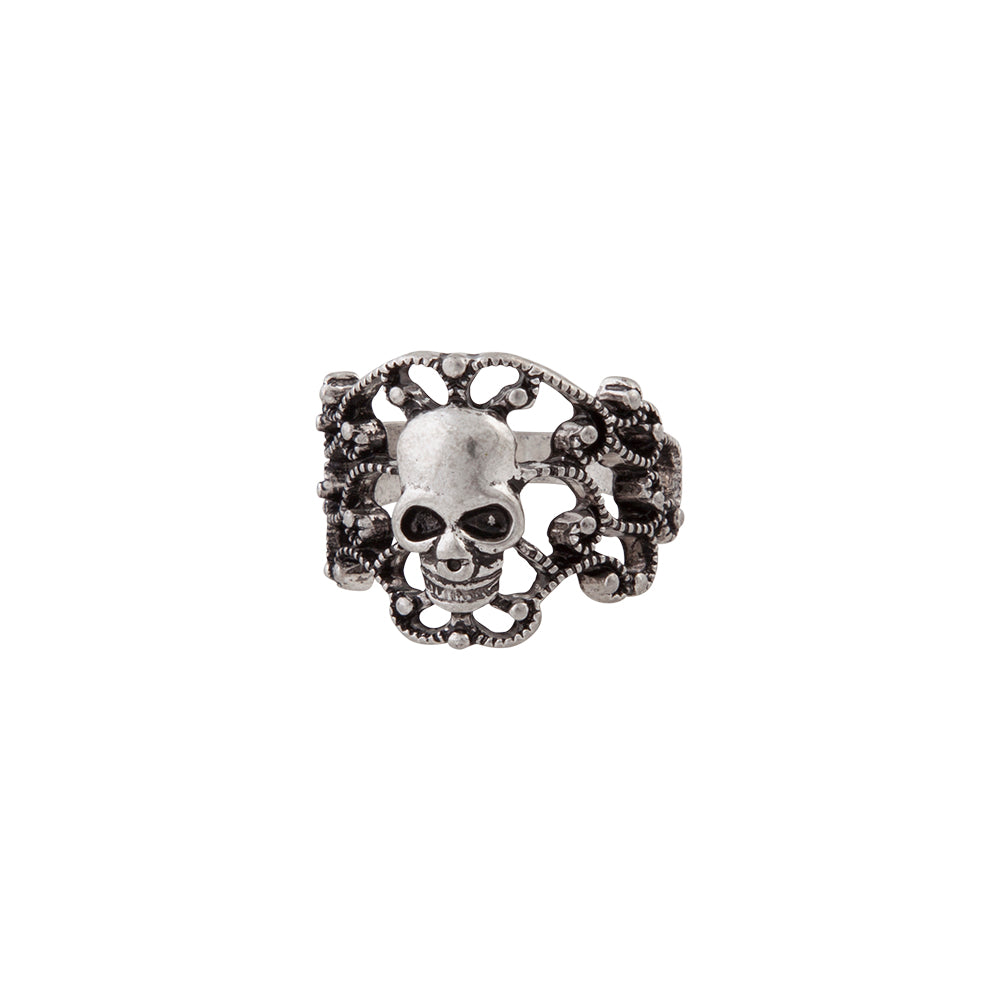 ANTIQUE SILVER SKULL CLUSTER RING