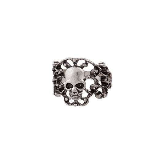 ANTIQUE SILVER SKULL CLUSTER RING