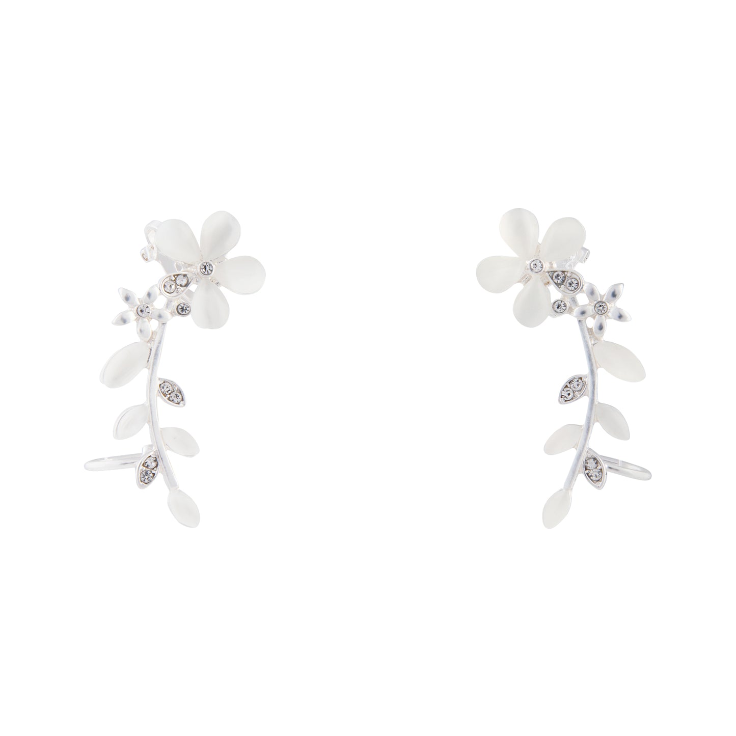PEARLIZED JEWEL FLOWER AND VINE EAR CUFF 2PACK