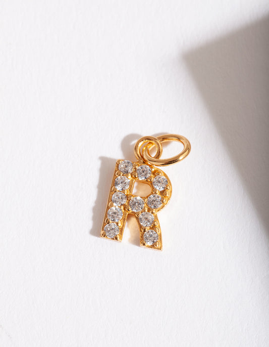 PLTD ST SG CZ LETTER R CHARM