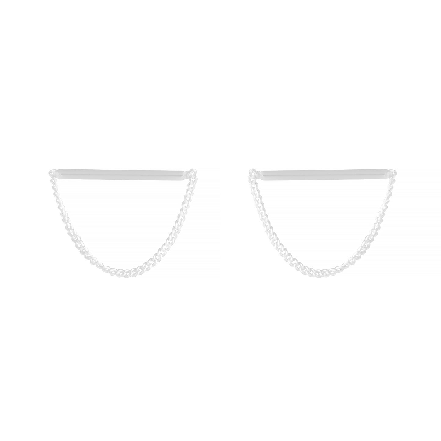 STERLING SILVER BAR AND CHAIN STUD EARRING