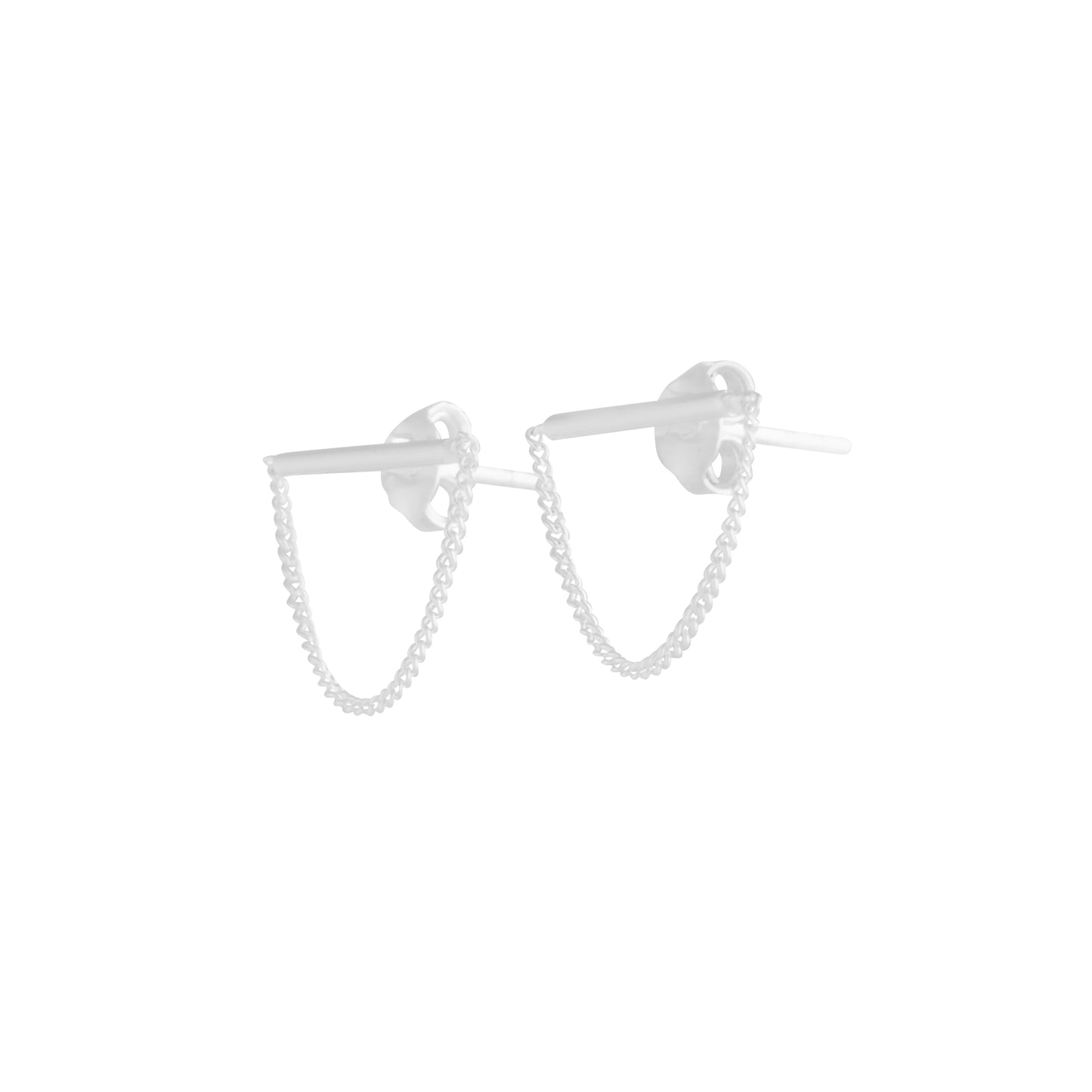 STERLING SILVER BAR AND CHAIN STUD EARRING