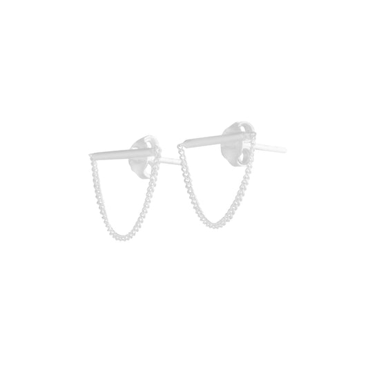 STERLING SILVER BAR AND CHAIN STUD EARRING