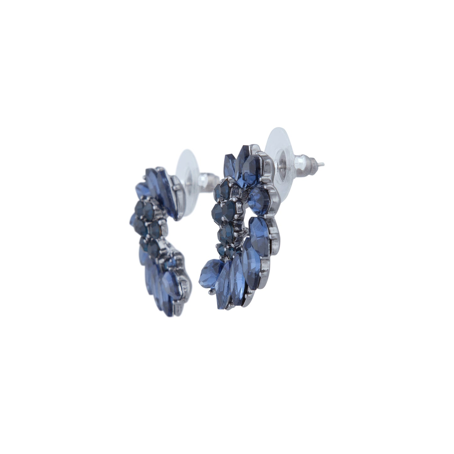 NAVY MARQUIS HALF MOON CLUSTER STUD