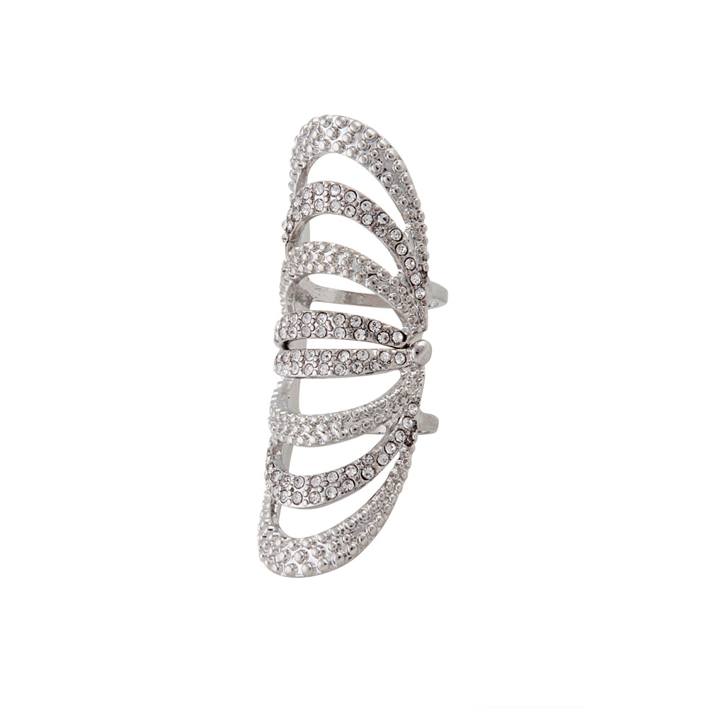 SILVER DIAMANTE ARCHED ARMOUR RING