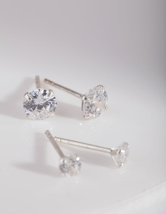 STERLING SILVER 4MM&6MM DIAMANTE 2PK ER
