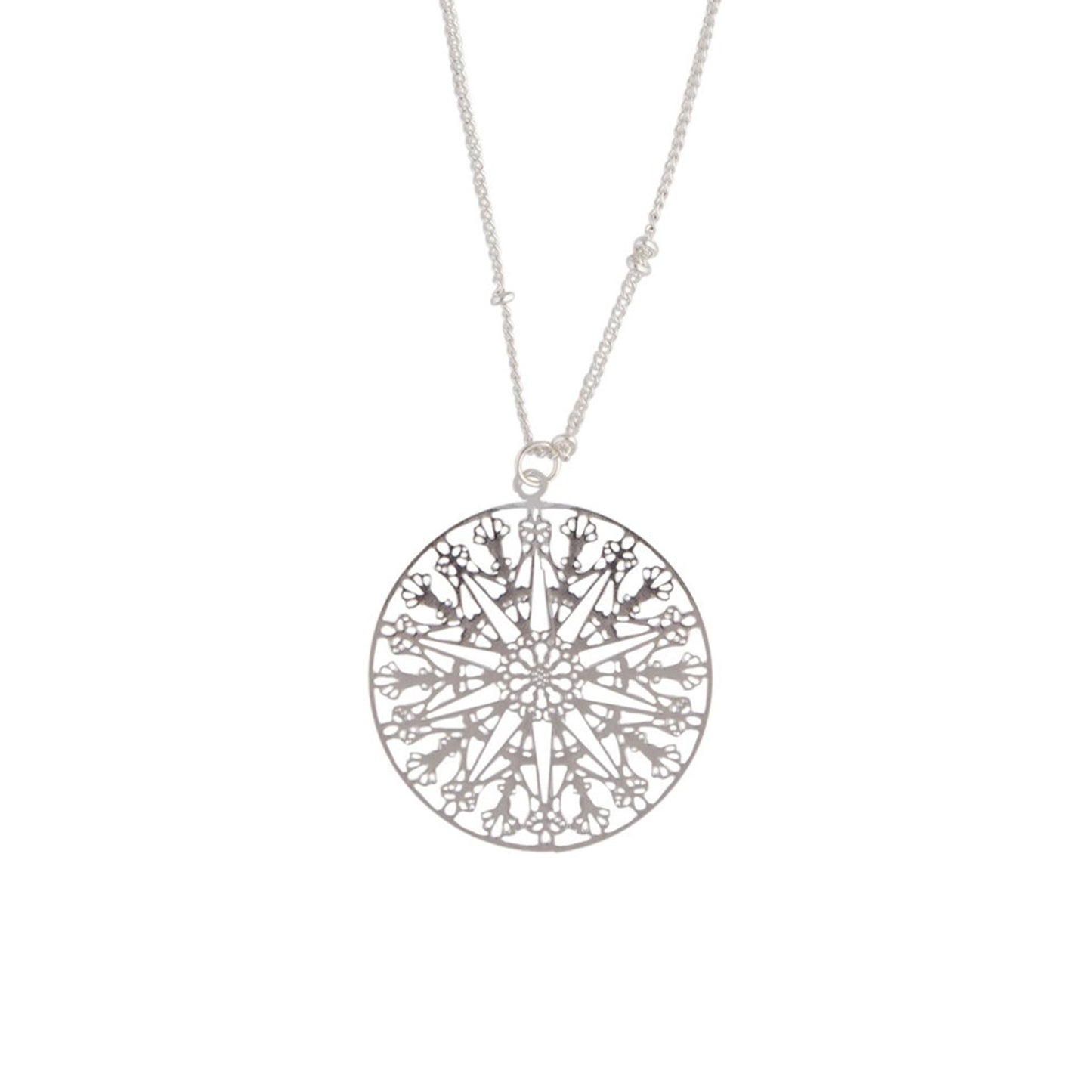 MULTIROW DELICATE SILVER CHOKER WITH LARGE FILIGREE PENDANT
