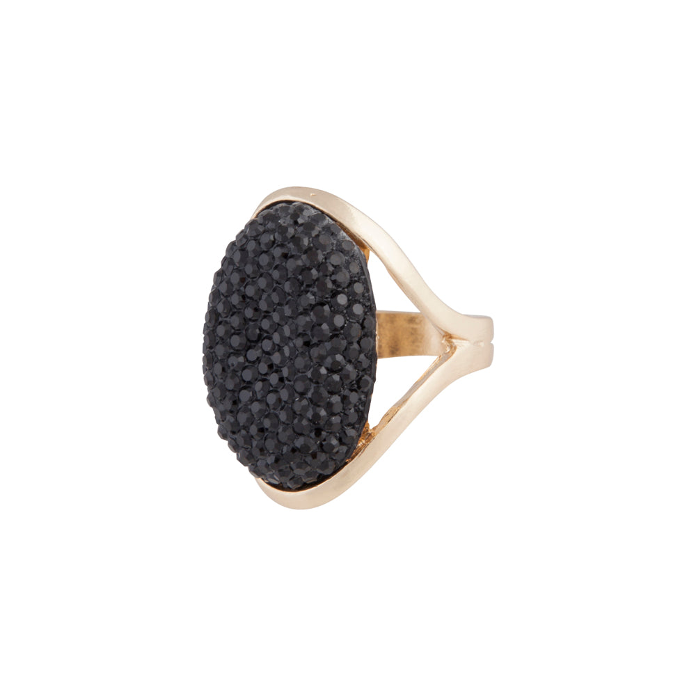 BLACK SPARKLY DOME RING