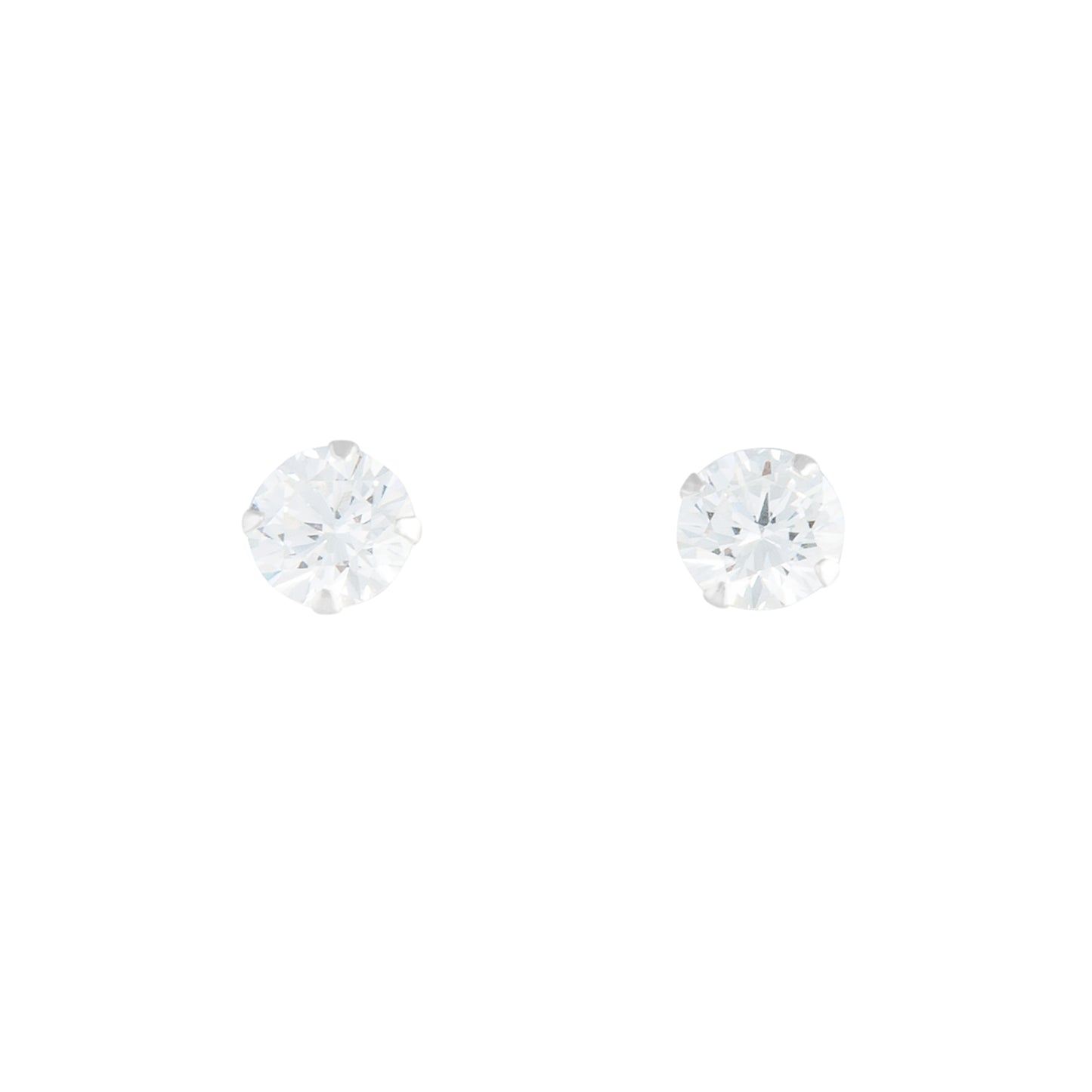 4 CLAW 6MM CUBIC ZIRCONIA STUD ON STERLING SILVER POST