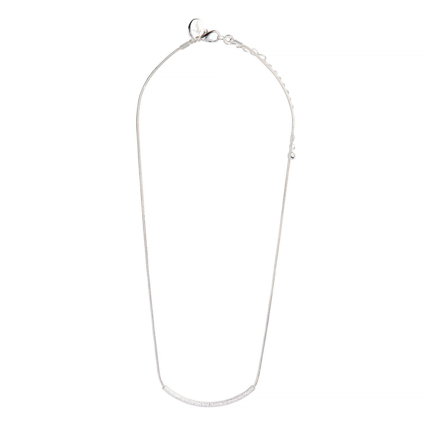 SILVER SANDBLAST BAR ON FINE CHAIN NECKLACE