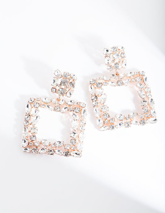 RGOLD RG SQR STONE SET DRP ER