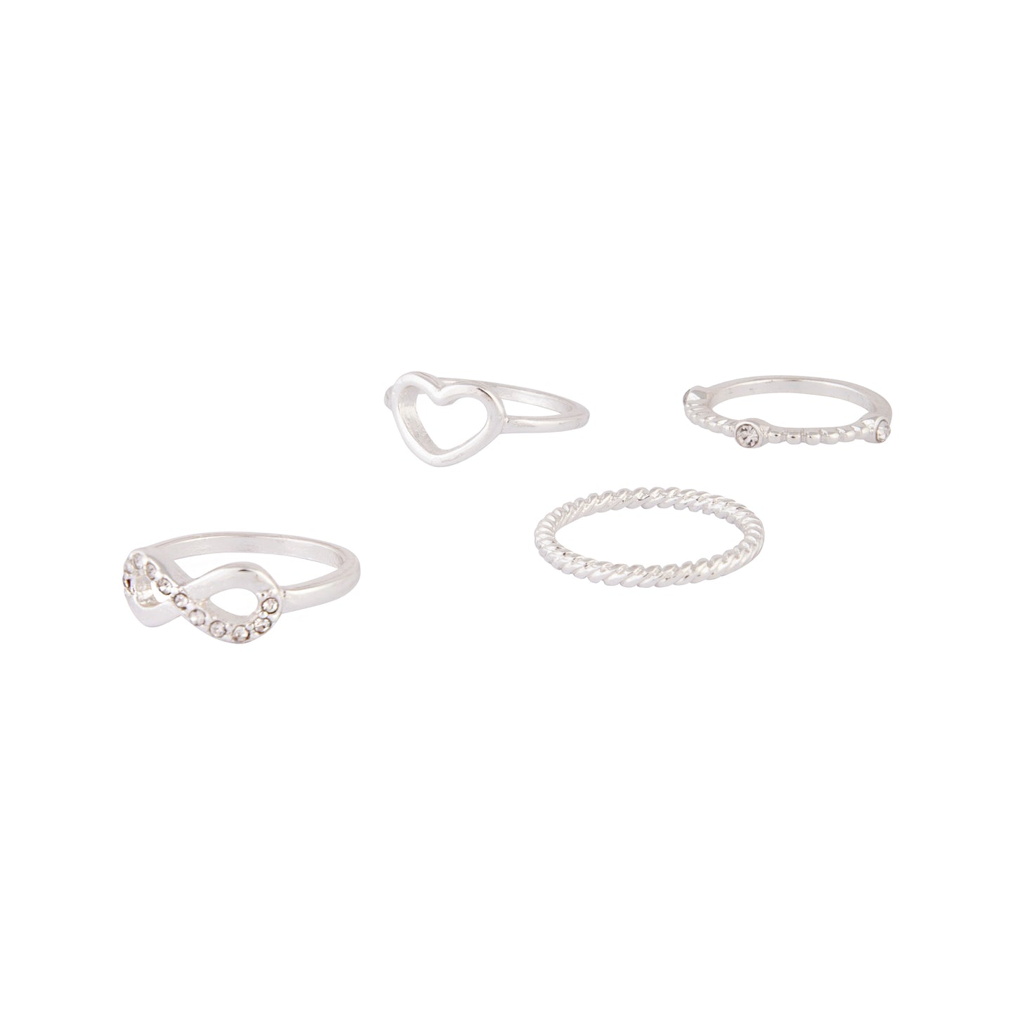 JAN19 SS HEART 4PK RING