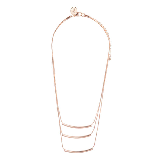 ROSE GOLD METAL BAR TRIO ON FINE CHAIN NECKLACE