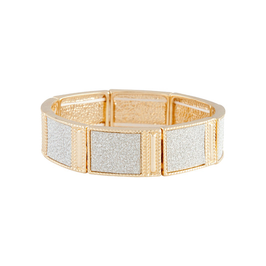 GOLD STRETCH BANGLE WITH CONTRAST GLITTER PAPER SQUARE MOTIF