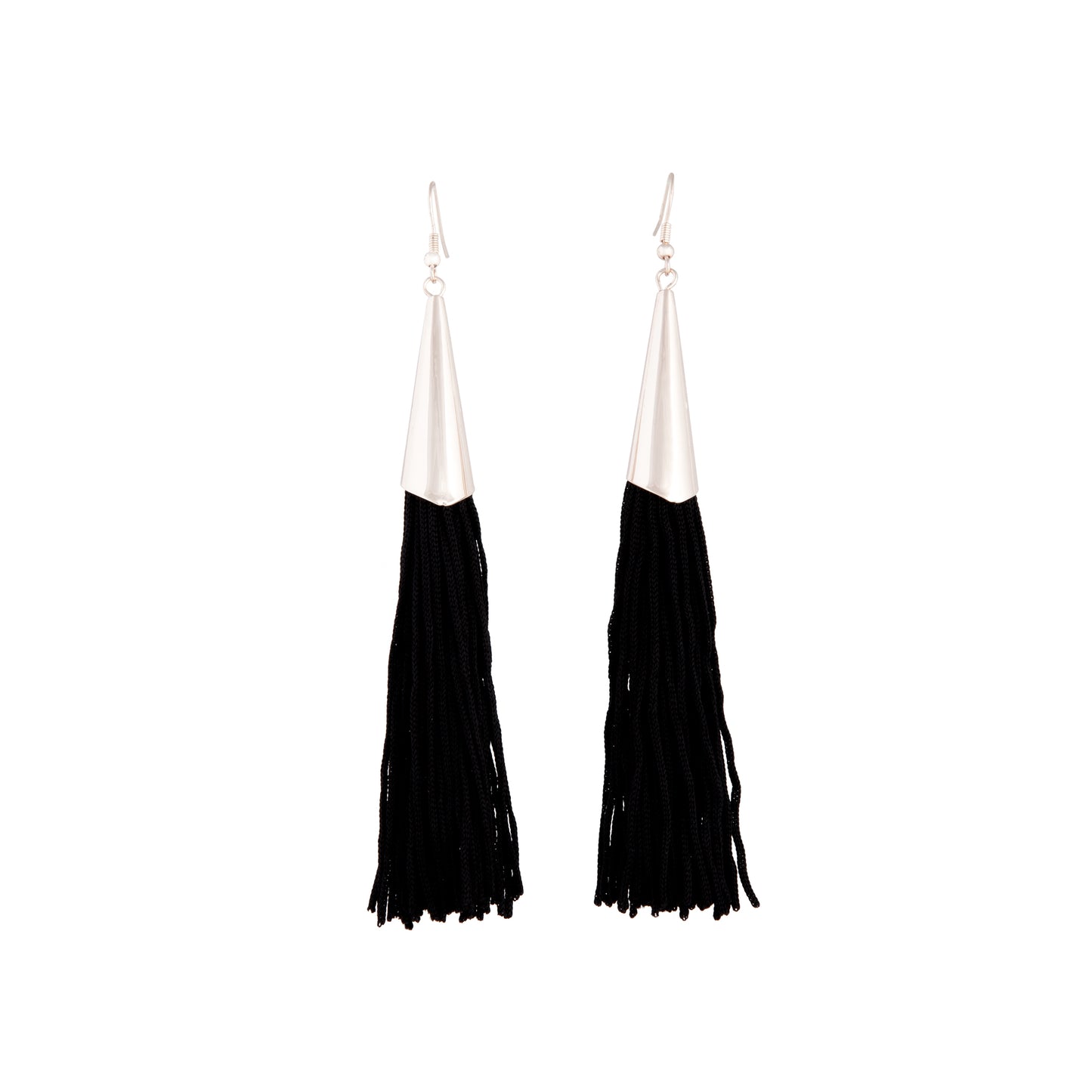 ROSE GOLD CAP WITH BLACK TASSEL EARRING