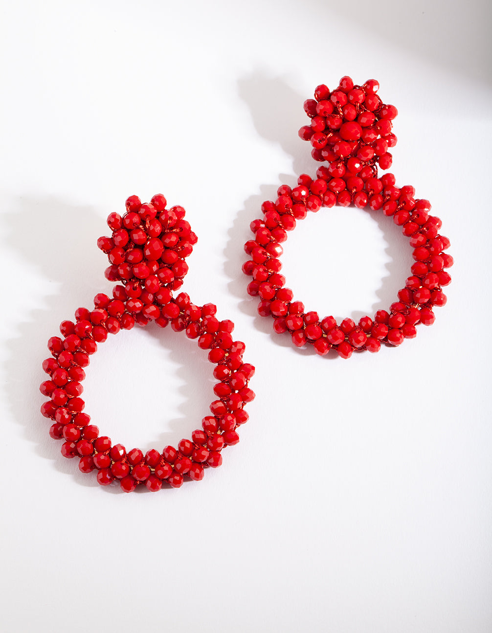 RED SG CLSTR BEADED DR