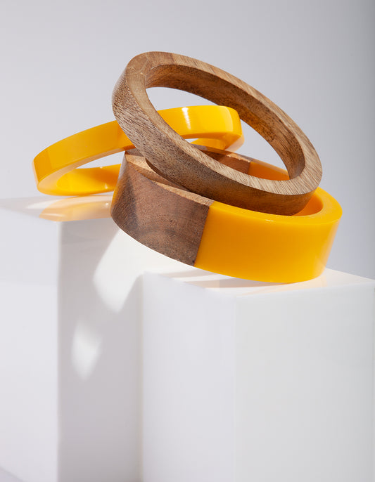YLW AC SPLICED WD BANGLE 3PK