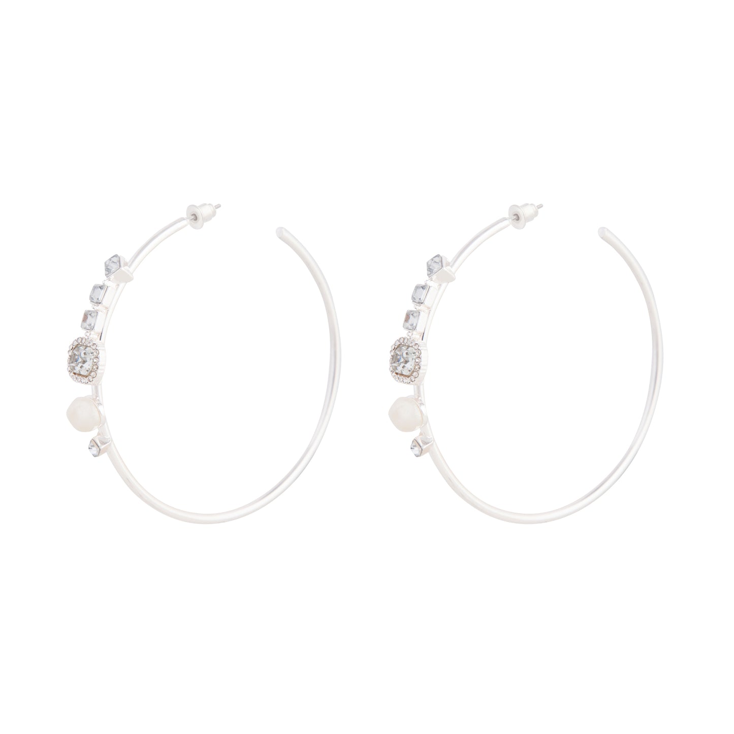 D&P  SS DIA PEARL STMNT HOOP
