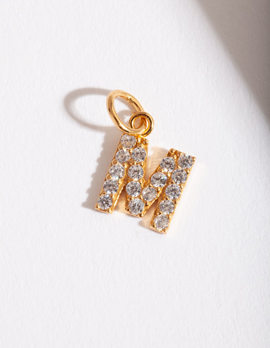 PLTD ST SG CZ LETTER M CHARM