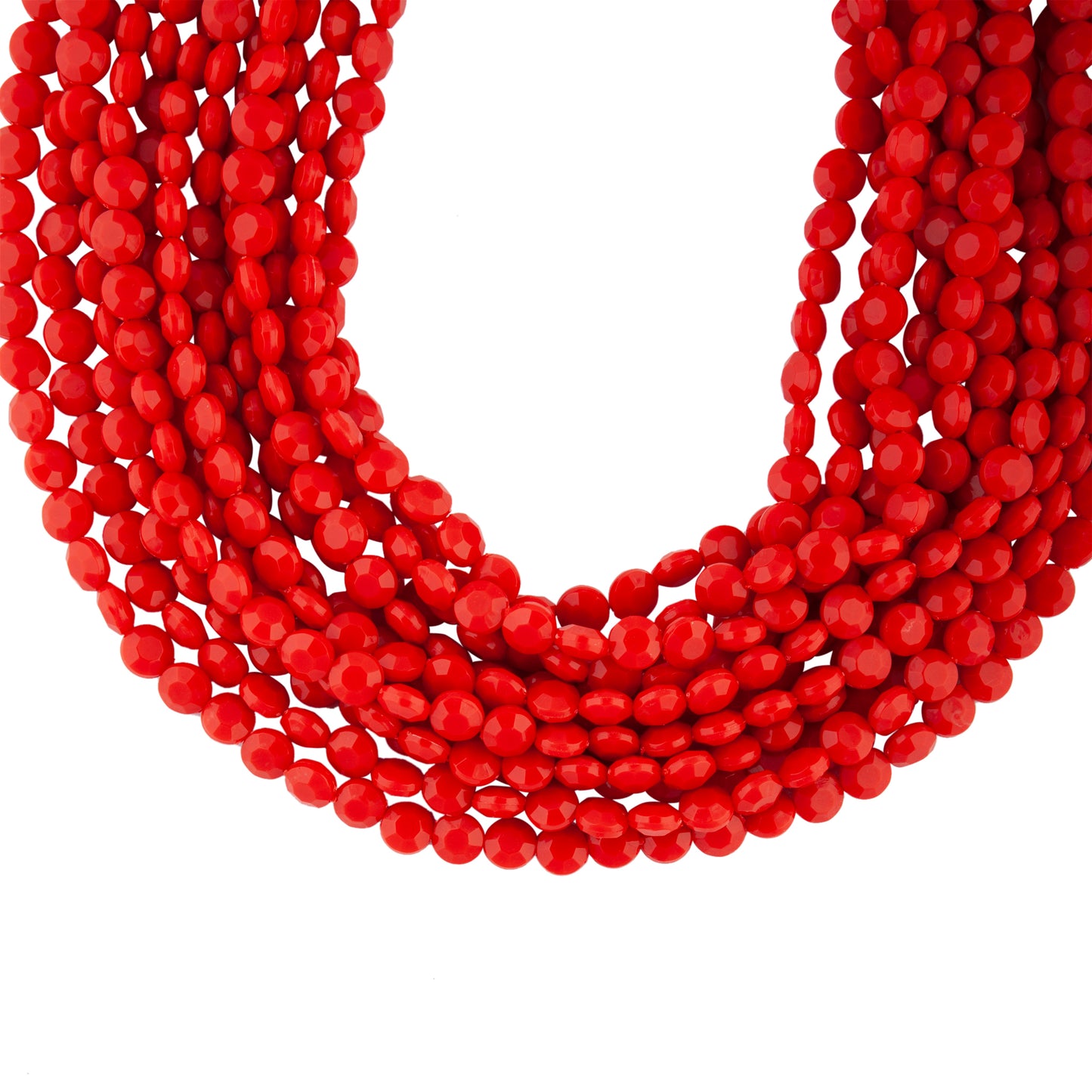 RED SG 12 LAYER FACET BEAD NL