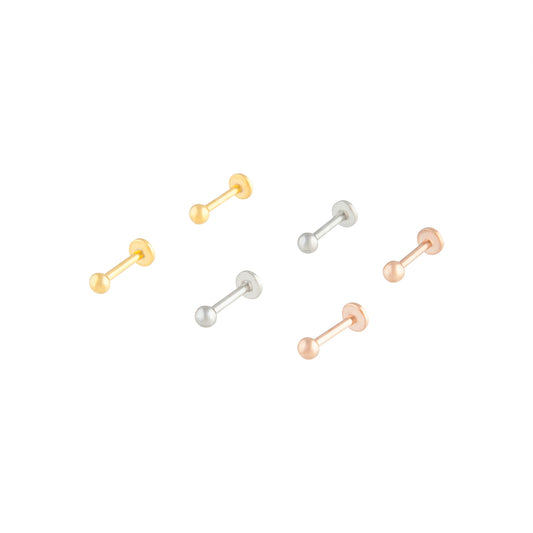 MIXED METAL FLAT BACK BALL EARRING 6PACK