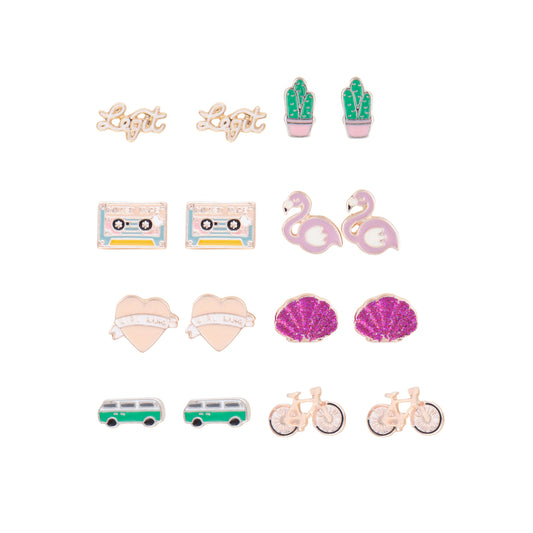 MIXED ENAMEL MERMAID STUD 8PACK