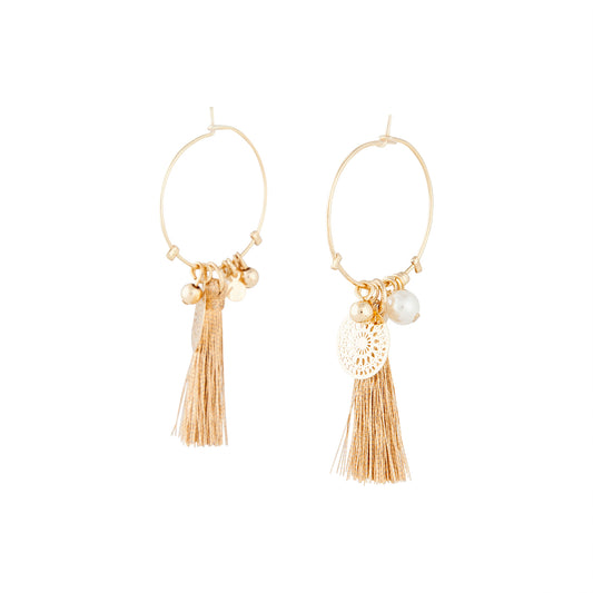 FGOLD FNE HOOP CHARM TASSEL