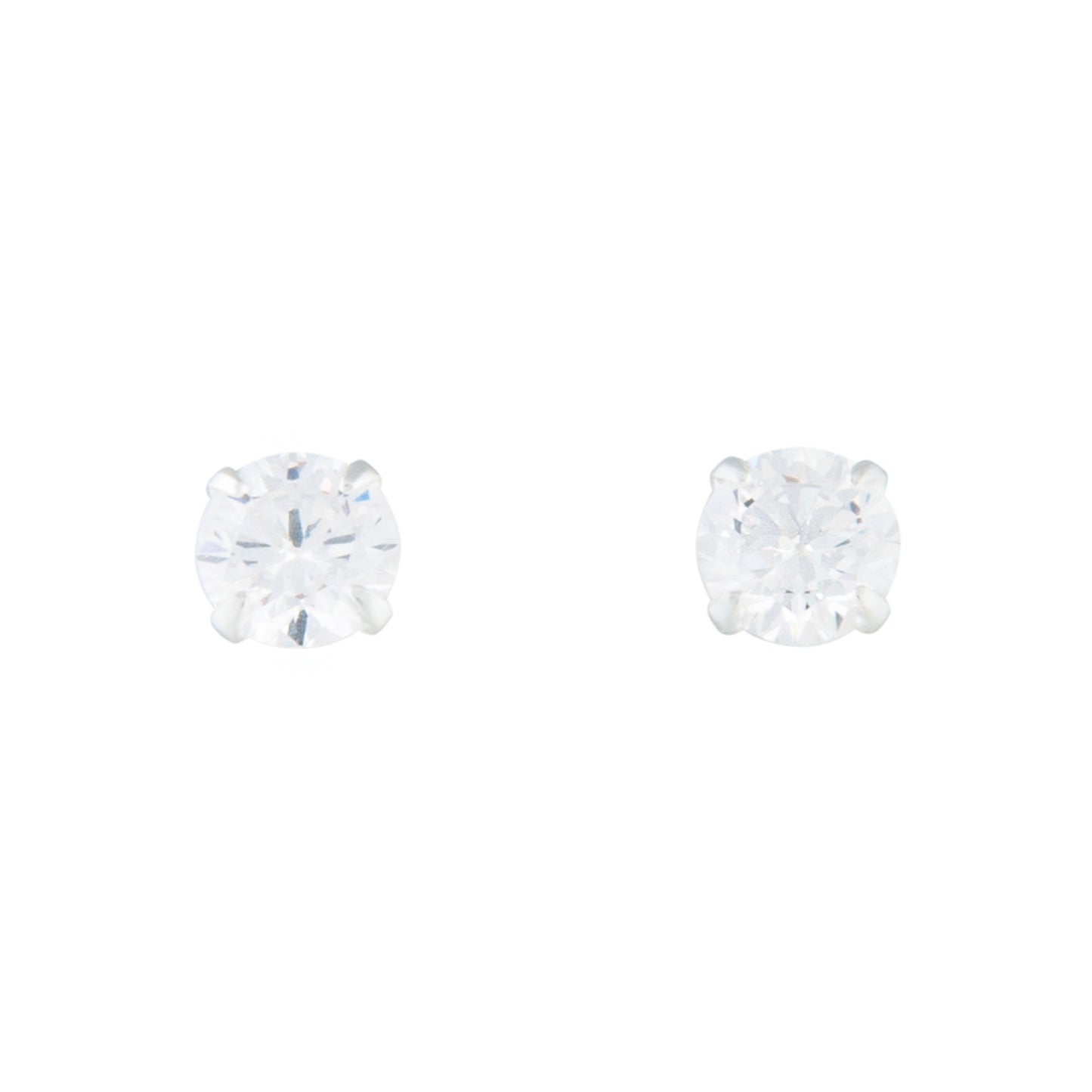 5MM 1/2 CARAT CUBIC ZIRCONIA STUD ON STERLING SILVER POST