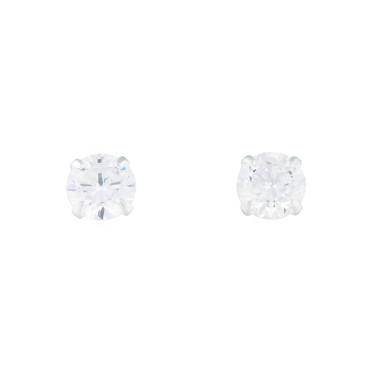 5MM 1/2 CARAT CUBIC ZIRCONIA STUD ON STERLING SILVER POST