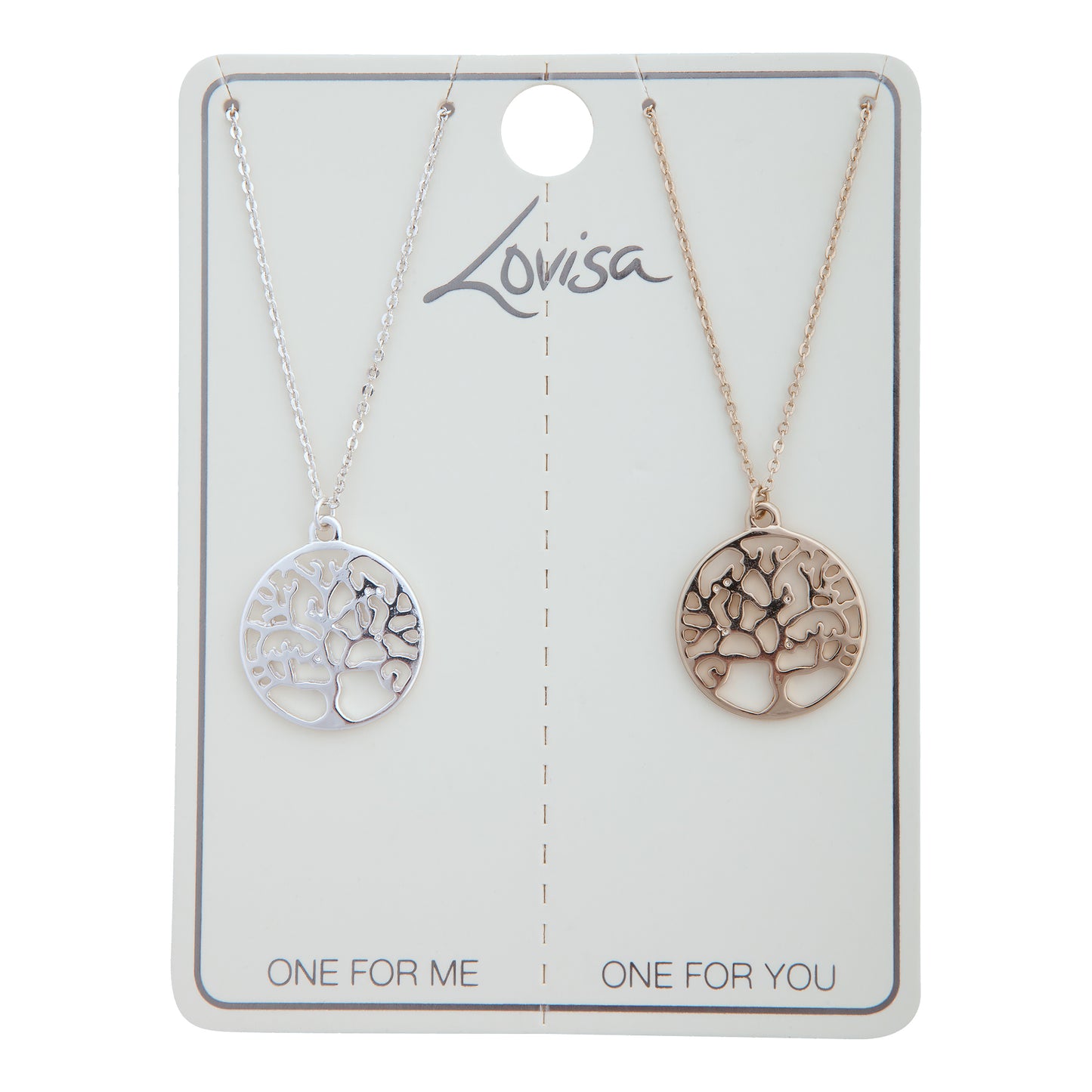 TEAR&SHARE TREE OF LIFE PENDANT ON FINE CHAIN NECKLACE 2PACK