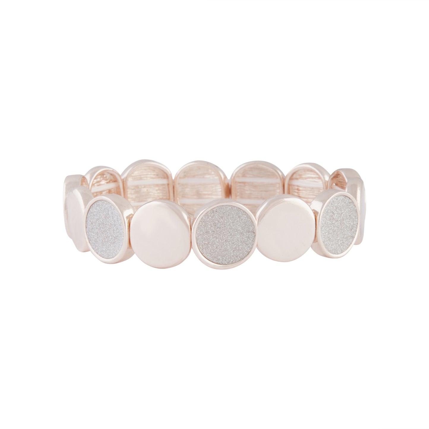 RGOLD STRETCH BANGLE WITH CONTRAST GLITTER PAPER OVAL MOTIF