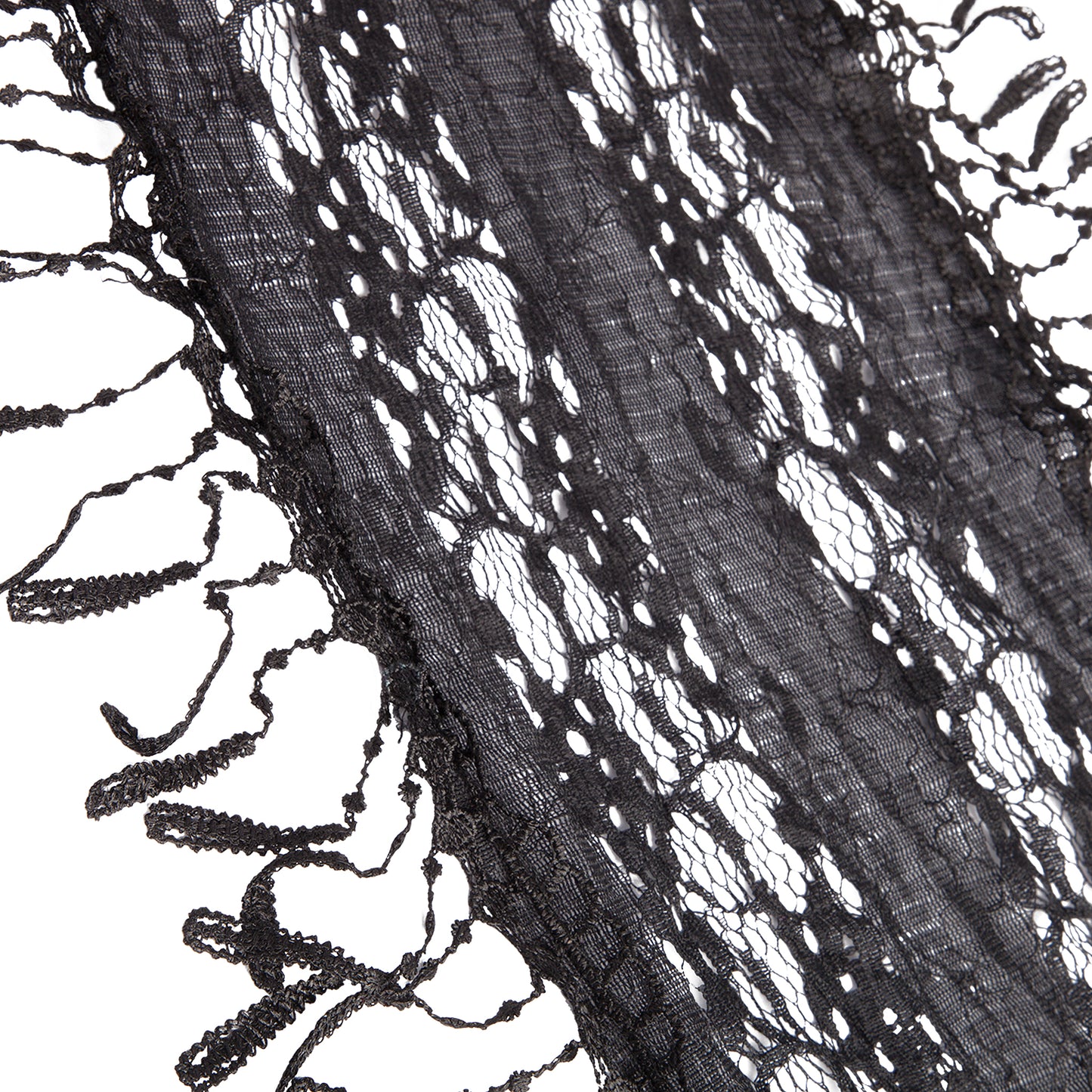 BOB FB BLK LACE TASSEL SCARF