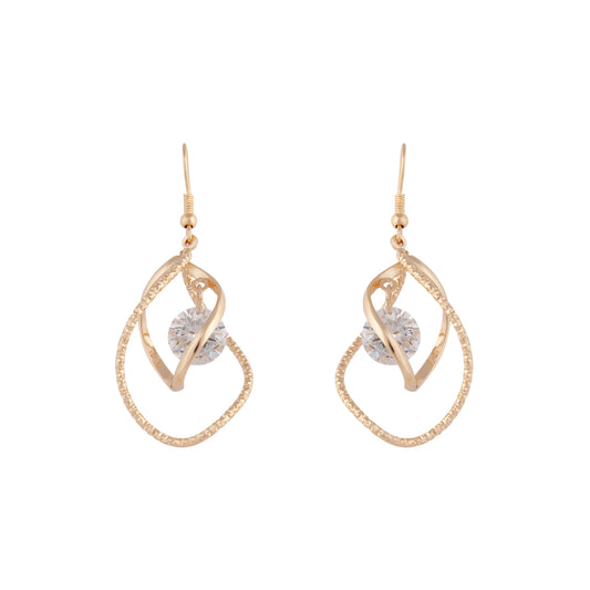 CUBIC ZIRCONIA CHARM WITH INTERTWINED GOLD METAL DROP
