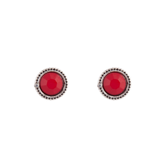 8STD RED ROUND FACET STUD ER