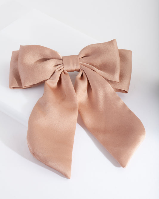 HESN FB TAUPE SATIN BOW CLP