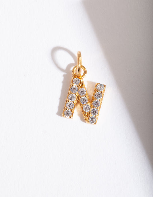 PLTD ST SG CZ LETTER N CHARM