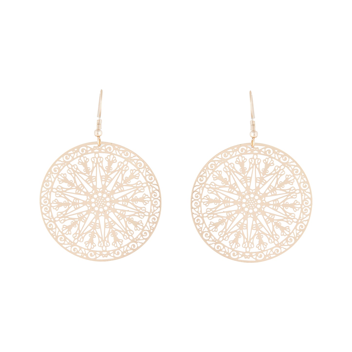 GOLD CIRCULAR FILIGREE STAMP DROP EARRING