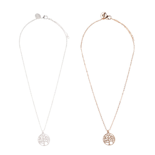 TEAR&SHARE TREE OF LIFE PENDANT ON FINE CHAIN NECKLACE 2PACK