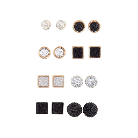 BLACK AND GOLD MIXED GLITTER SHAPES 8PACK